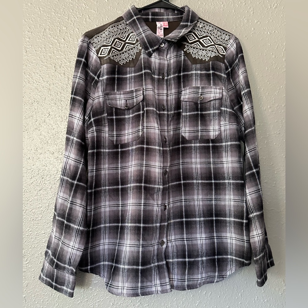 “Woman’s Medium Plaid Long Sleeve Button Down Shirt by Dolled Up by Fang”